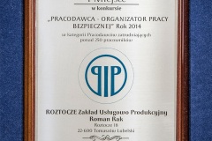 Roztocze Organizator Bezpiecznej Pracy 2014
