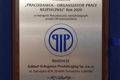 Roztocze Organizator Bezpiecznej Pracy 2020